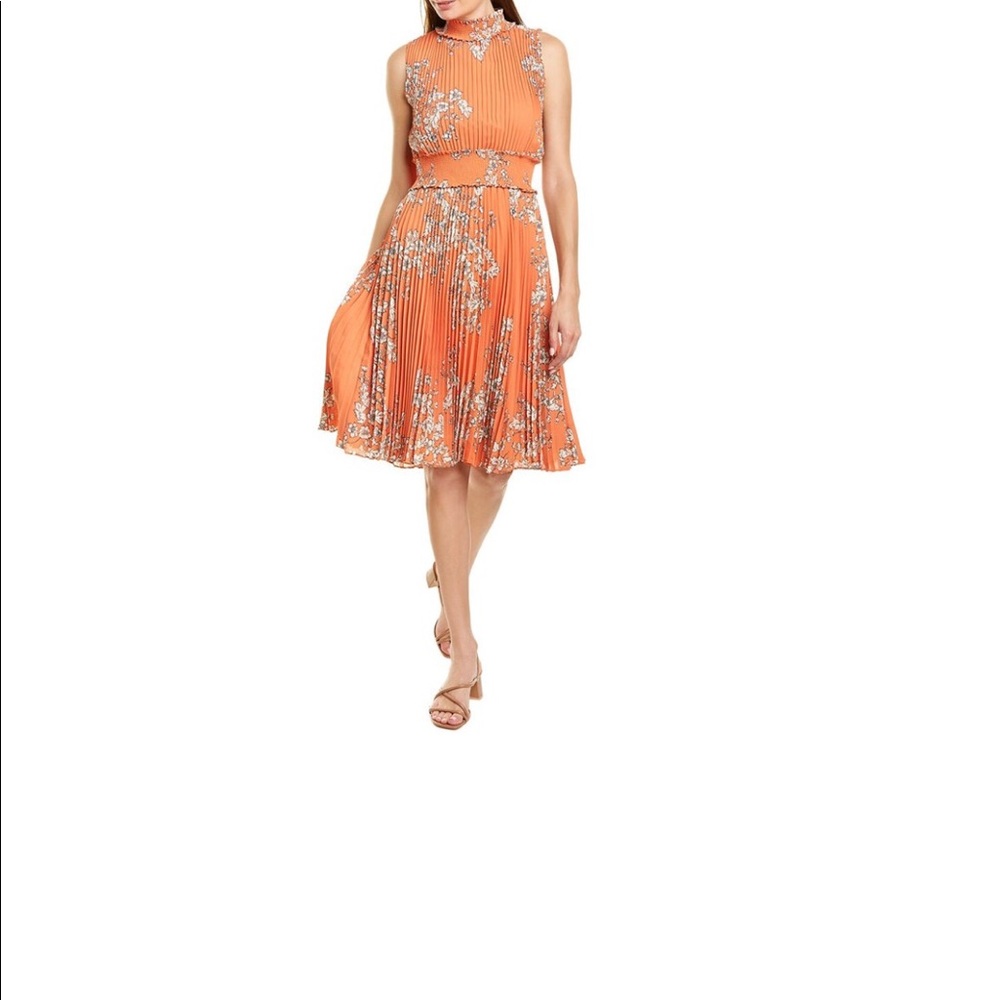 Nanette Lepore accordion high neck floral print dress size 4 NWT